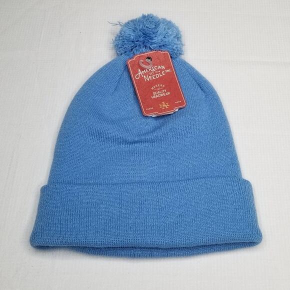 American Needle Light Blue Pom Pom Beanie Hat One Size Unisex - Picture 1 of 3
